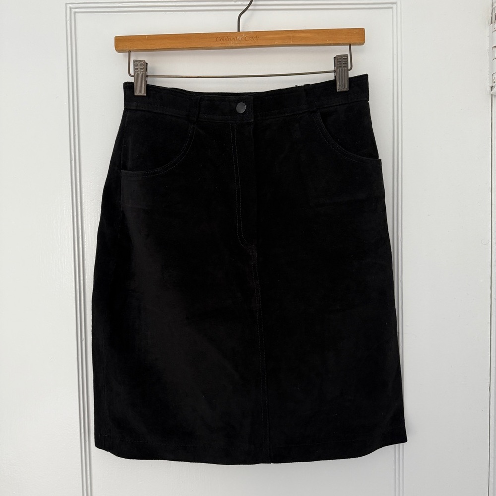 Esprit Sport Black Suede Hugh-Waisted Mini Skirt Vintage 9/10